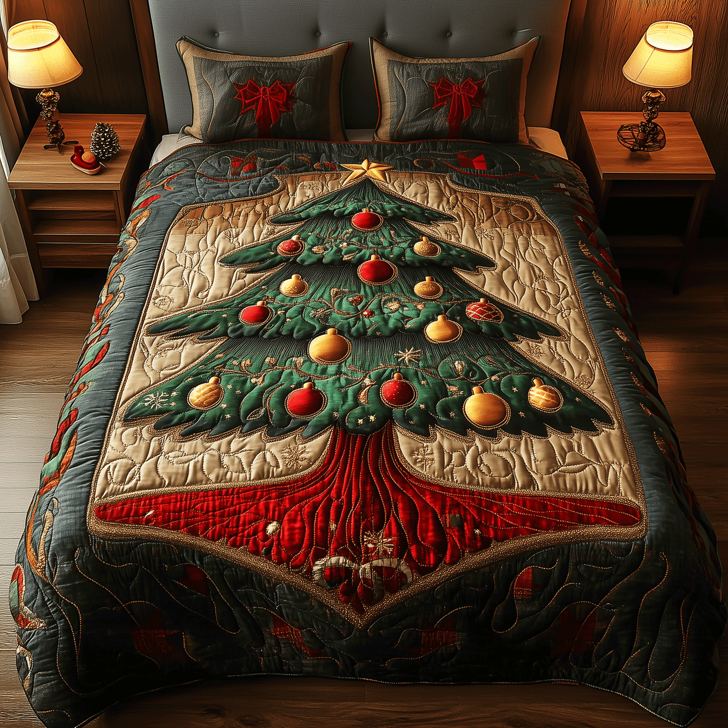 Christmas Pine 3-Piece Quilted Bedding Set - Single (59" x 70")