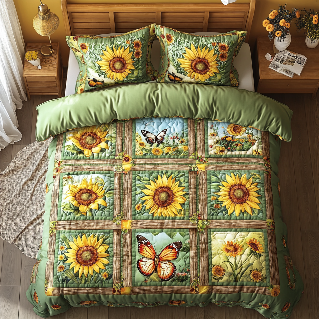 Petal Dream 3-Piece Quilted Bedding Set - Single (59" x 70")