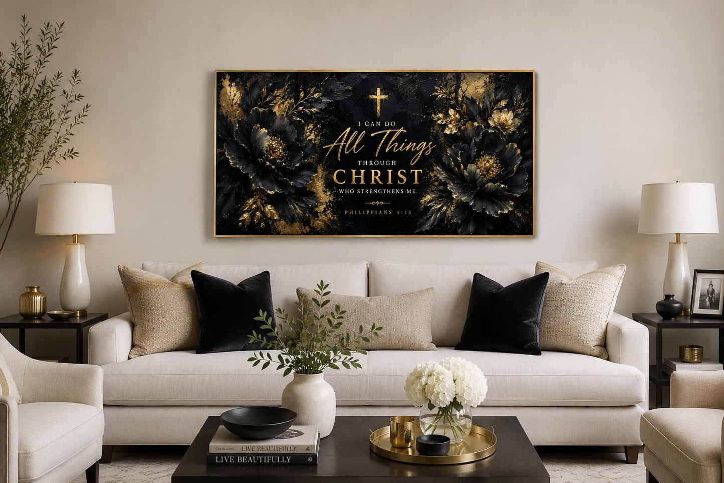 Philippians 4:13 Scripture Christian Wall Art Canvas Print | I Can Do All Things Through Christ