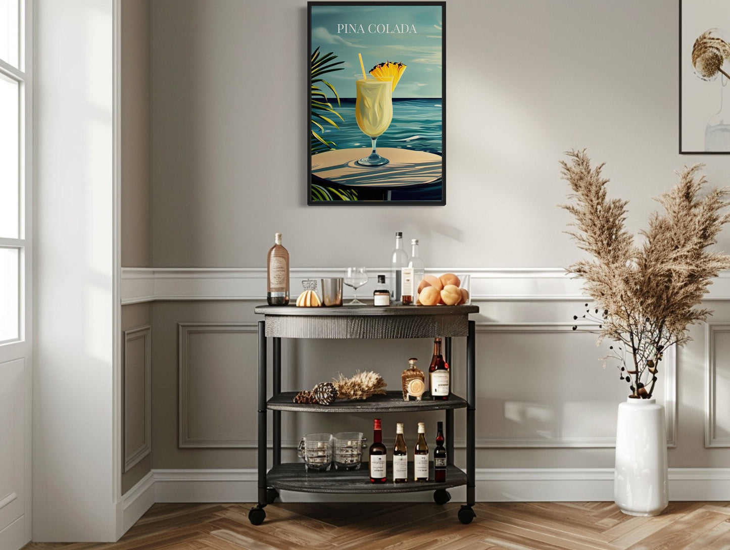 Pina Colada Cocktail On The Beach Art Print Canvas Wall Art