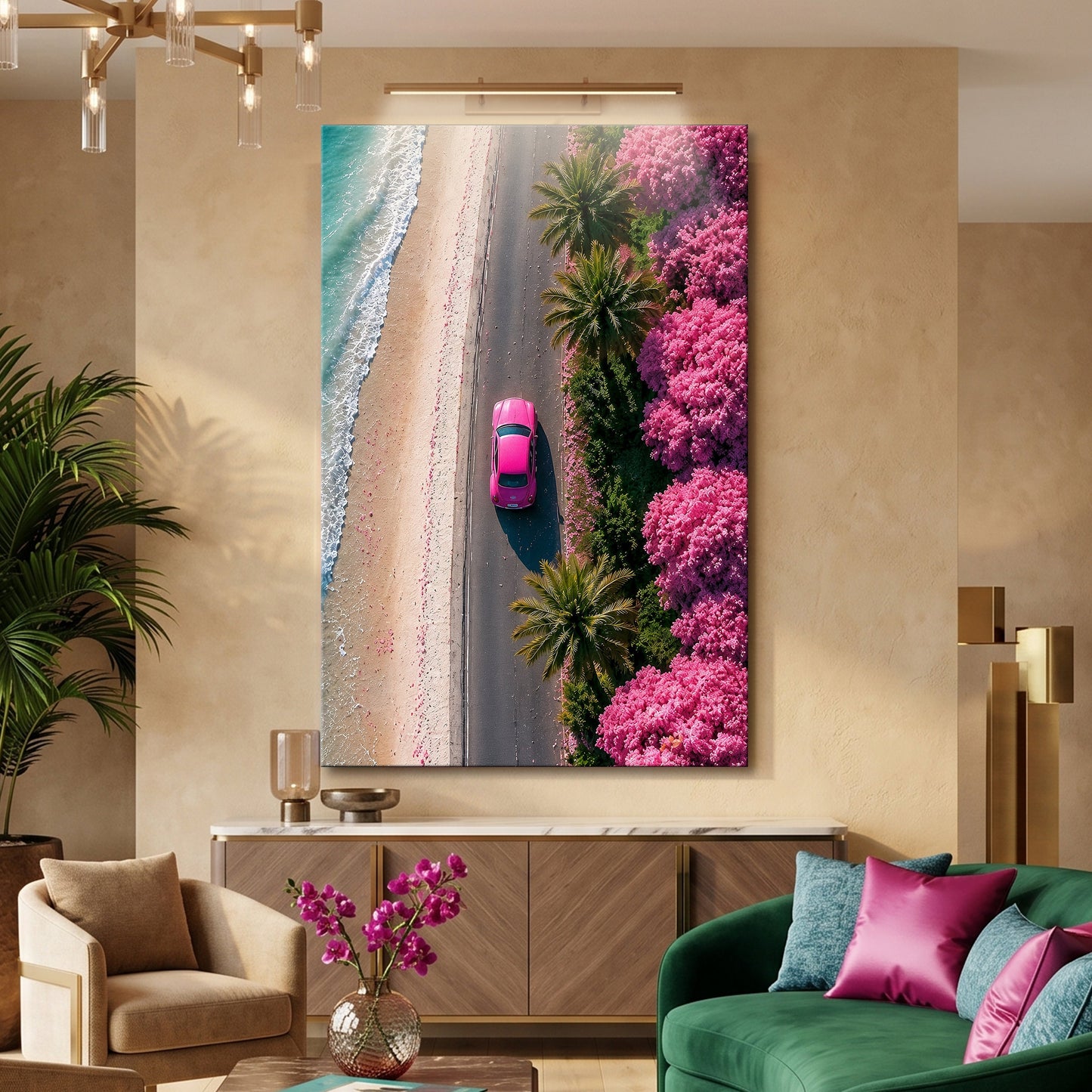 Pink Coastal Drive Aerial View