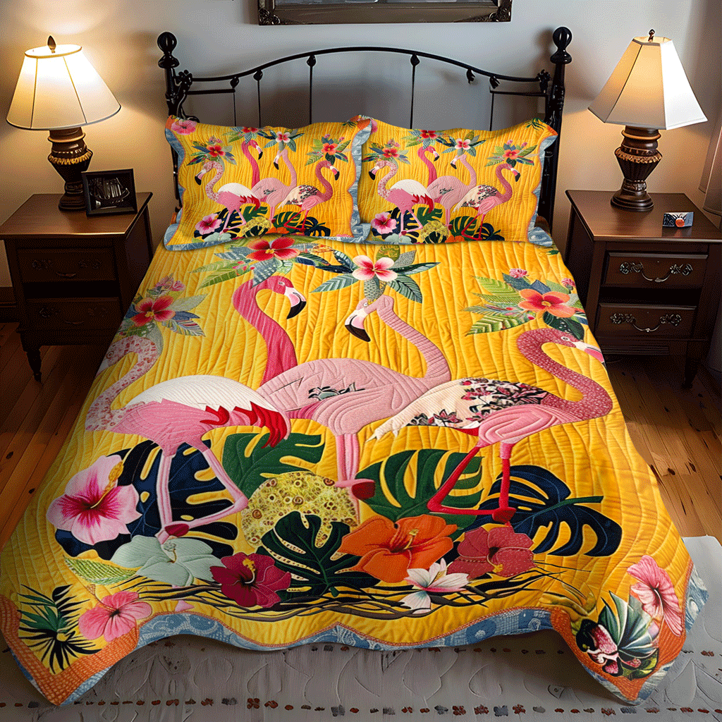 Pink Sunset 3-Piece Quilted Bedding Set - Single (59" x 70")