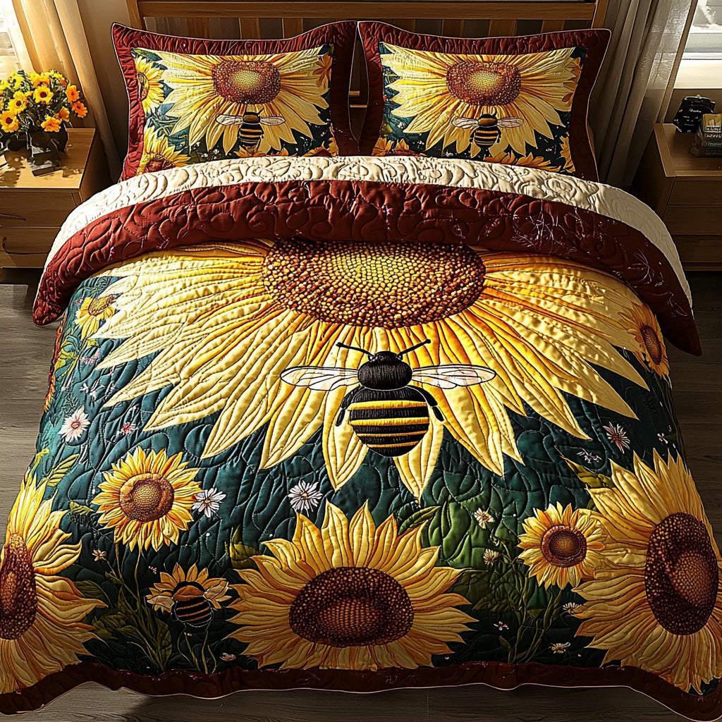 Pollen Path 3-Piece Quilted Bedding Set - Single (59" x 70")