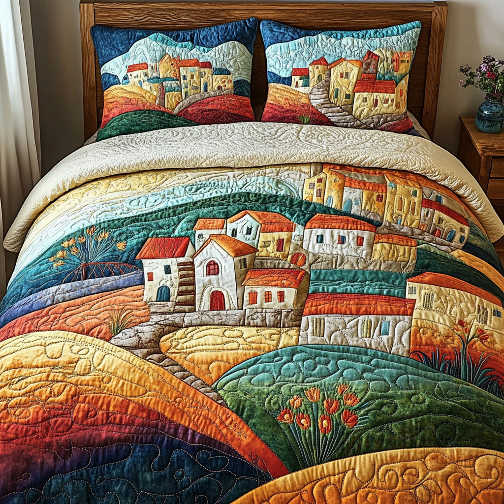 Positano View 3-Piece Quilted Bedding Set - Single (59" x 70")