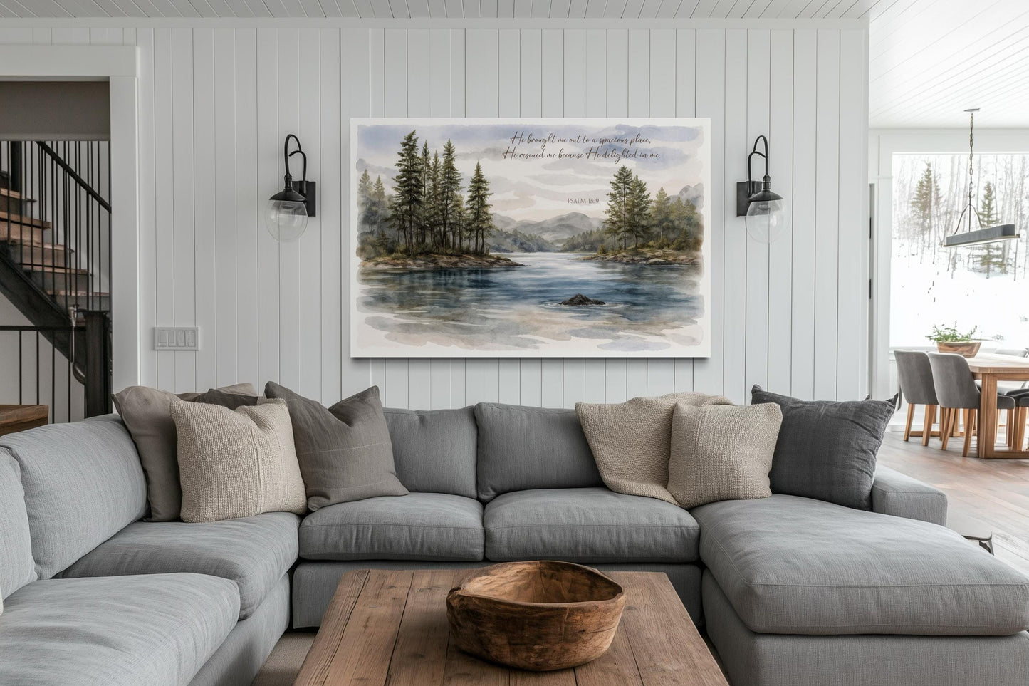 Psalm 18:19 Wall Art - Serene Lake Landscape Canvas Print | Christian Faith Decor