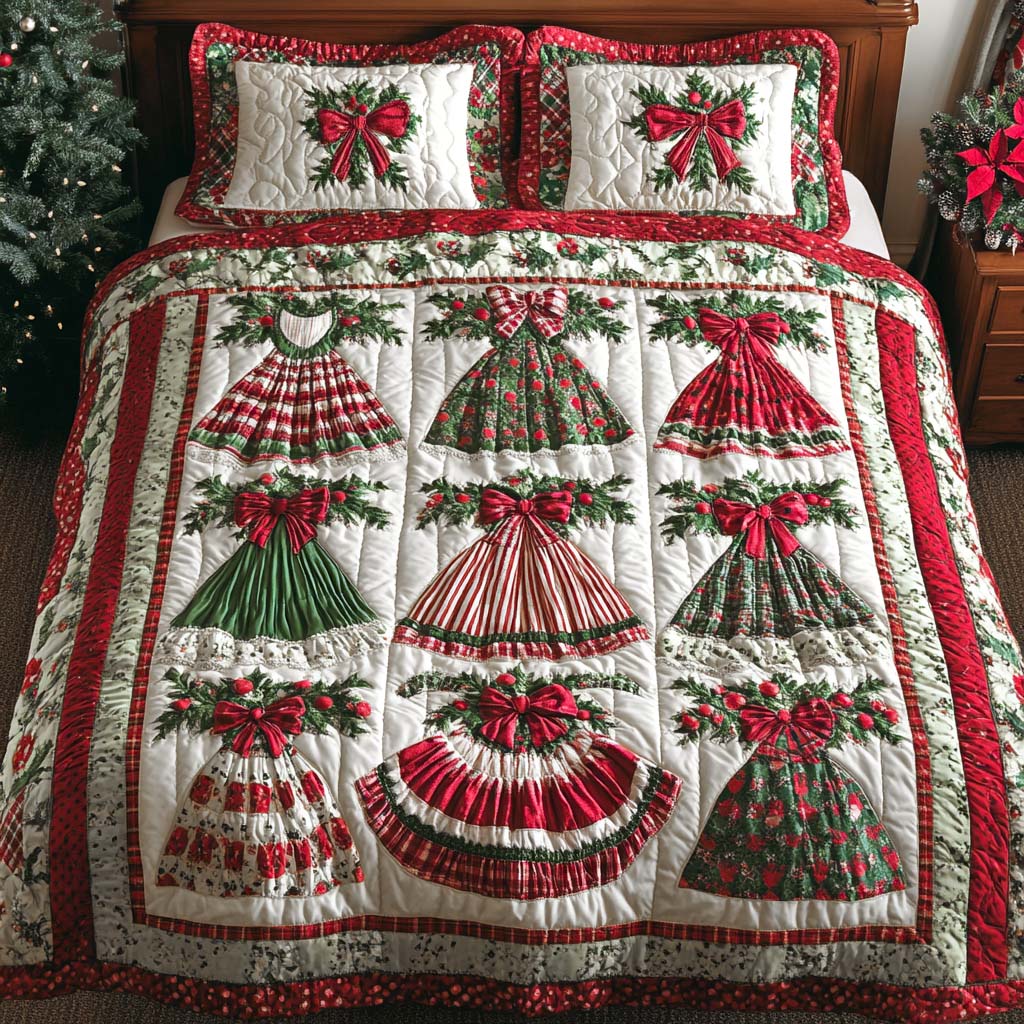 Puffy Noel 3-Piece Quilted Bedding Set - Single (59" x 70")