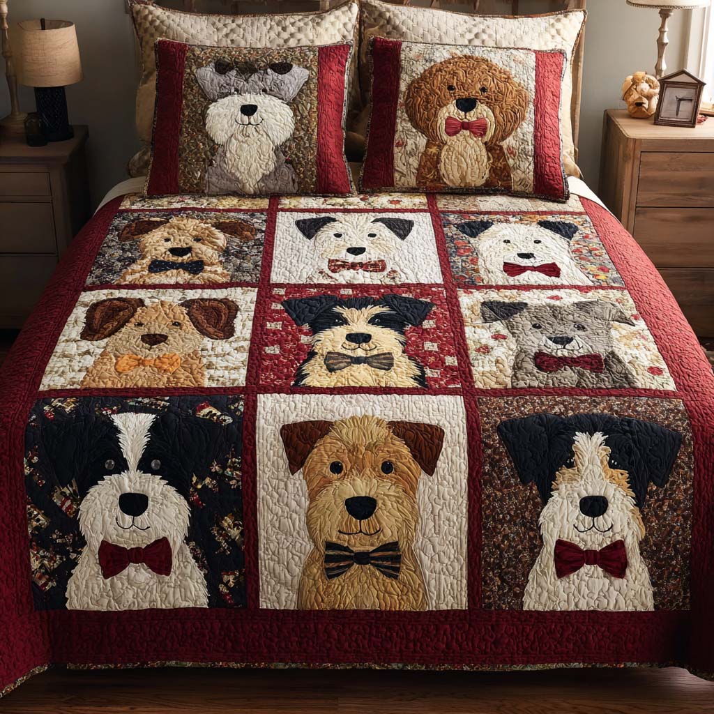 Pup Heart 3-Piece Quilted Bedding Set - Single (59" x 70")