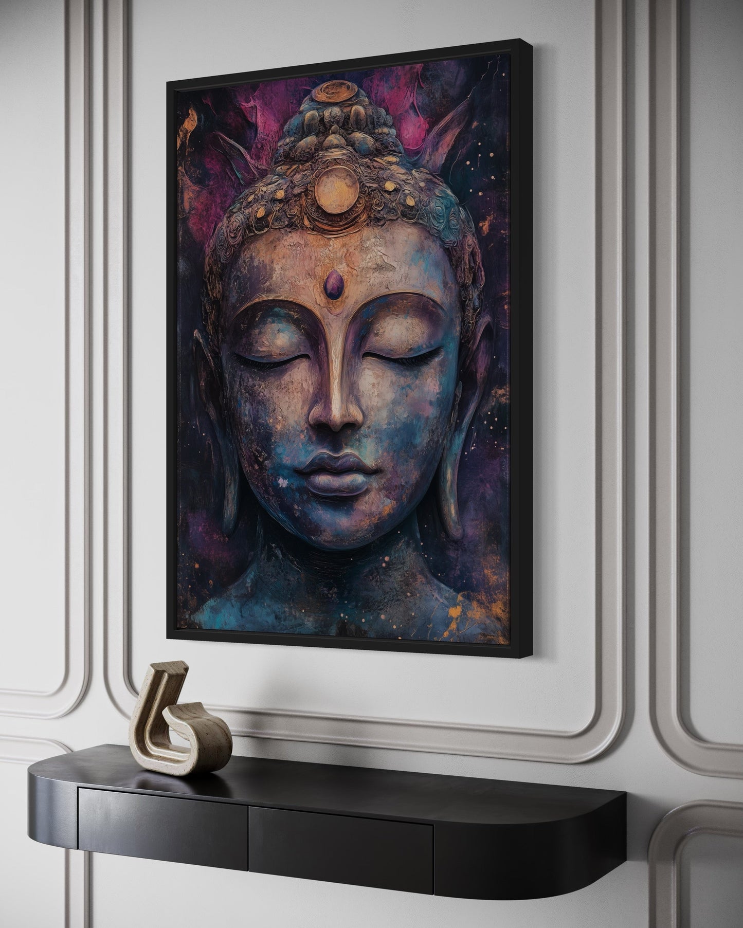 Purple Buddha Abstract Painting Framed Zen Wall Decor Canvas Wall Art