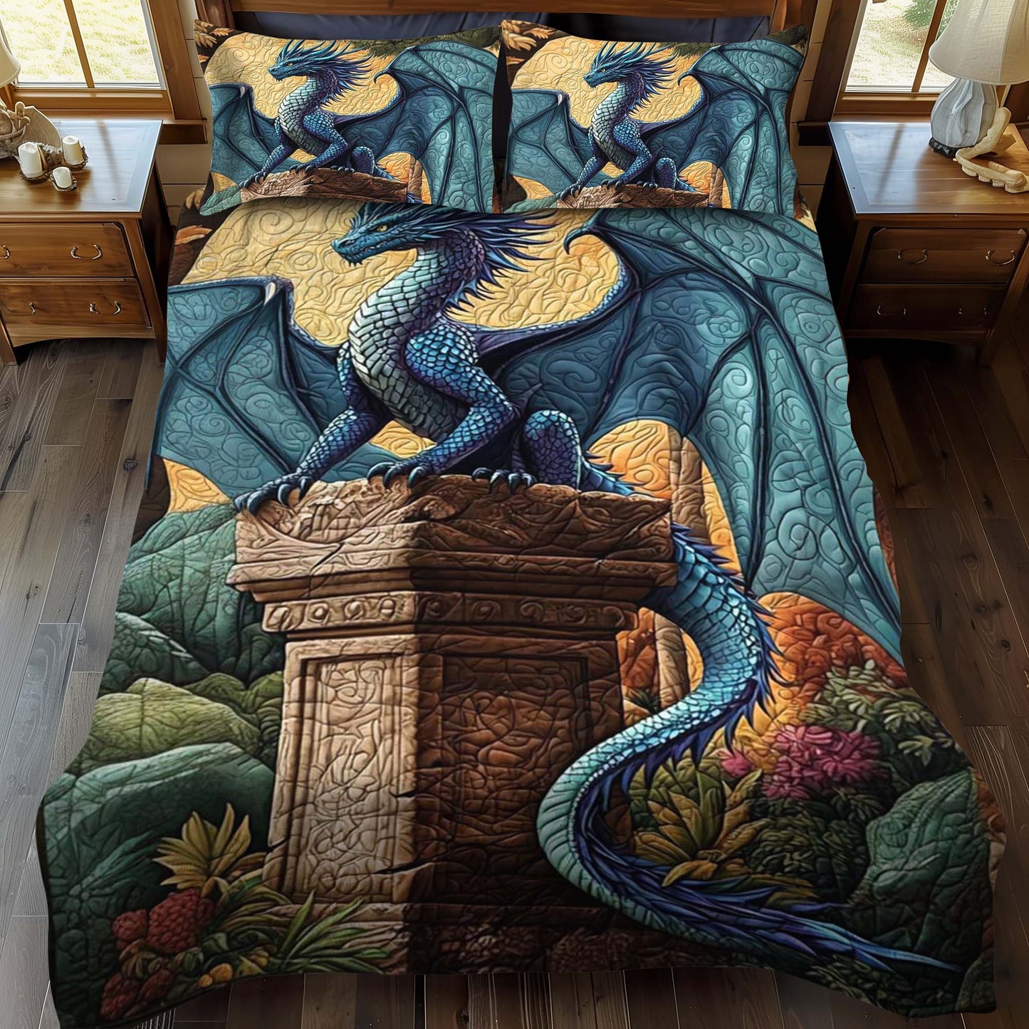 Quicksilver Breath 3-Piece Quilted Bedding Set - Single (59" x 70")