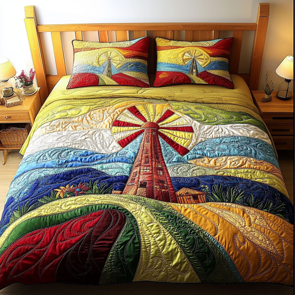 Radiant Landscape 3-Piece Quilted Bedding Set - Single (59" x 70")
