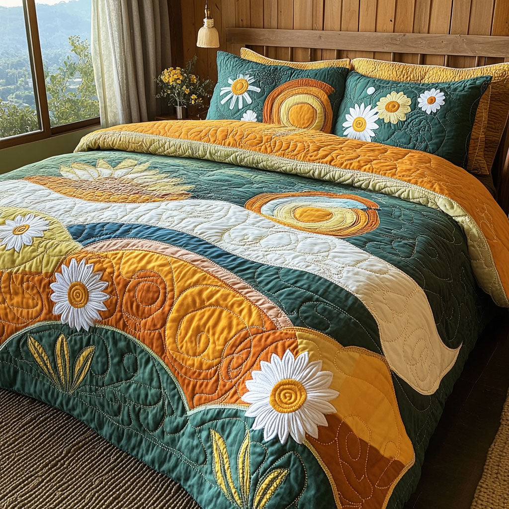 Radiant Mornings 3-Piece Quilted Bedding Set - Single (59" x 70")