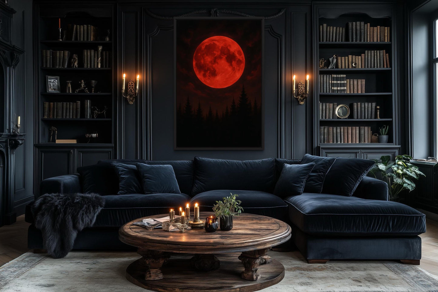 Red Bloody Moon Gothic Canvas Wall Art