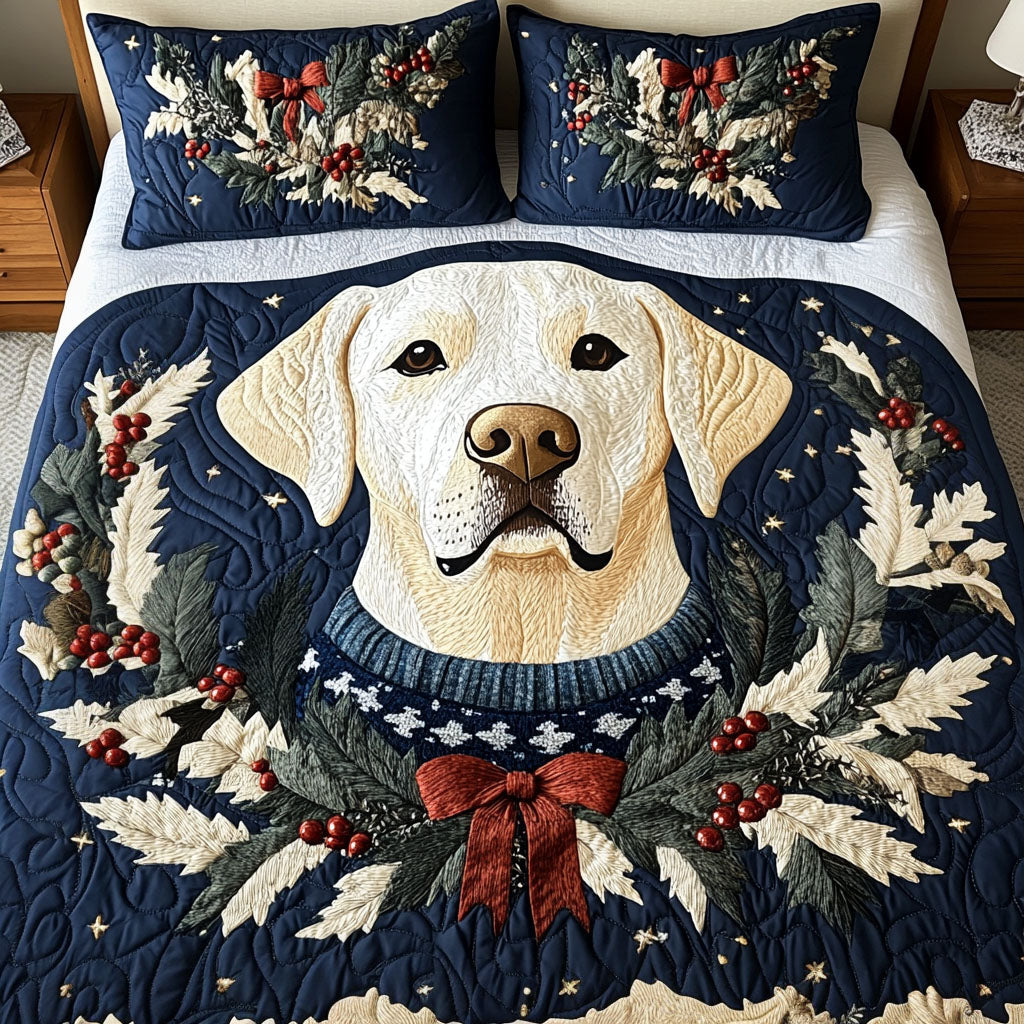 Retriever Winter Wags 3-Piece Quilted Bedding Set - Single (59" x 70")