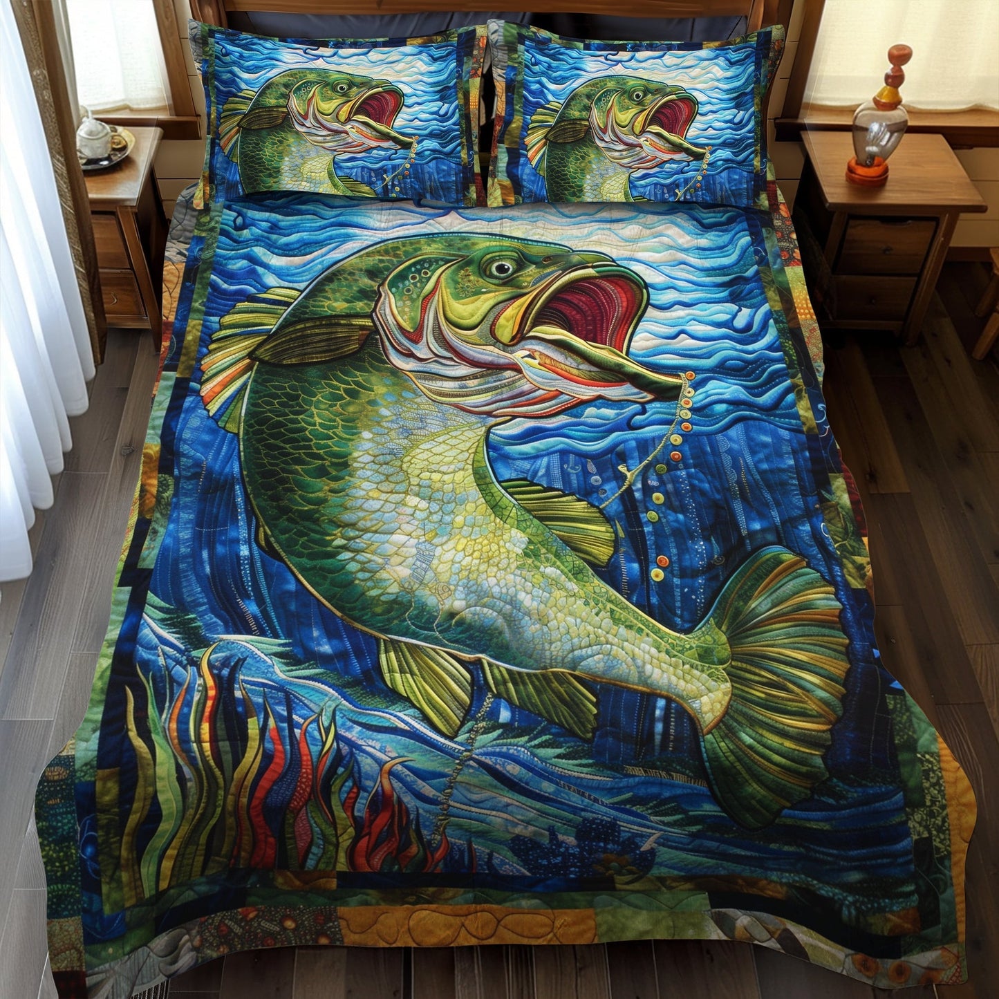 Riverbank Ruler 3-Piece Quilted Bedding Set - Single (59" x 70")