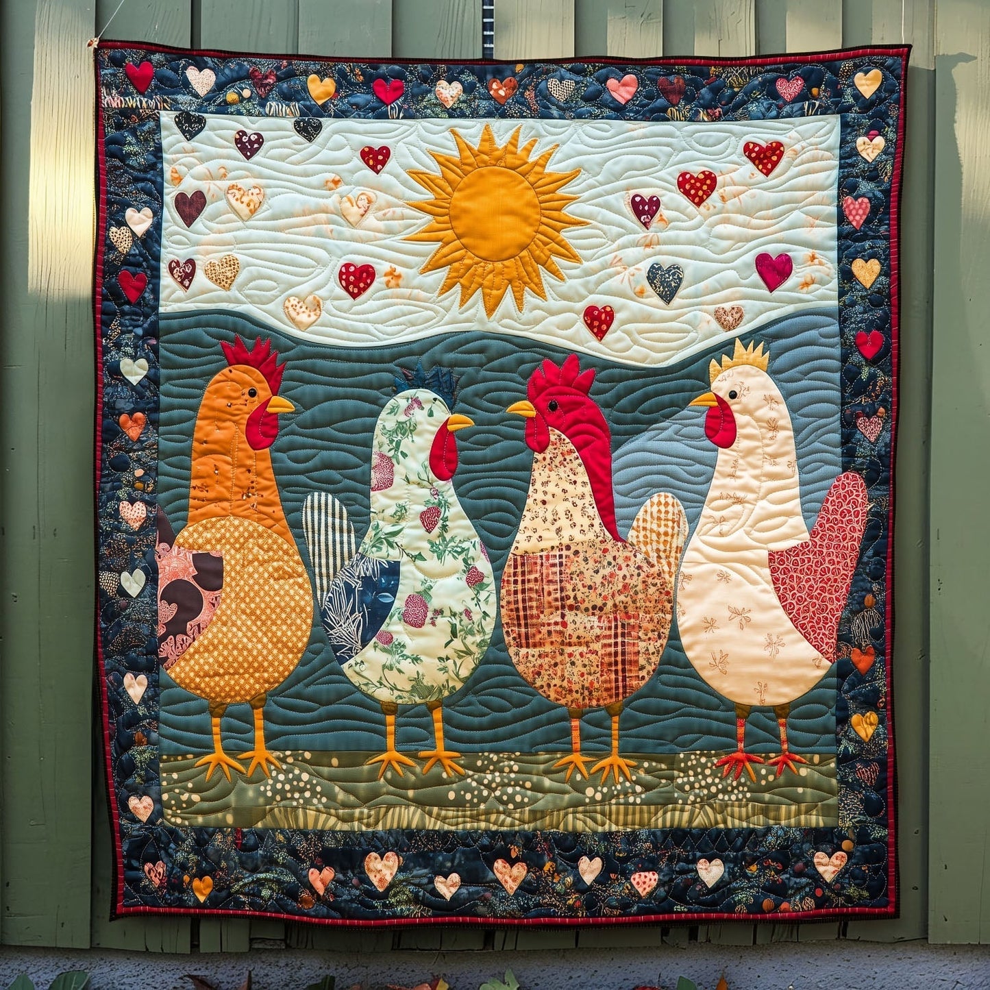 Vibrant Hen Gathering Quilted Blanket - Throw (55" x 60")
