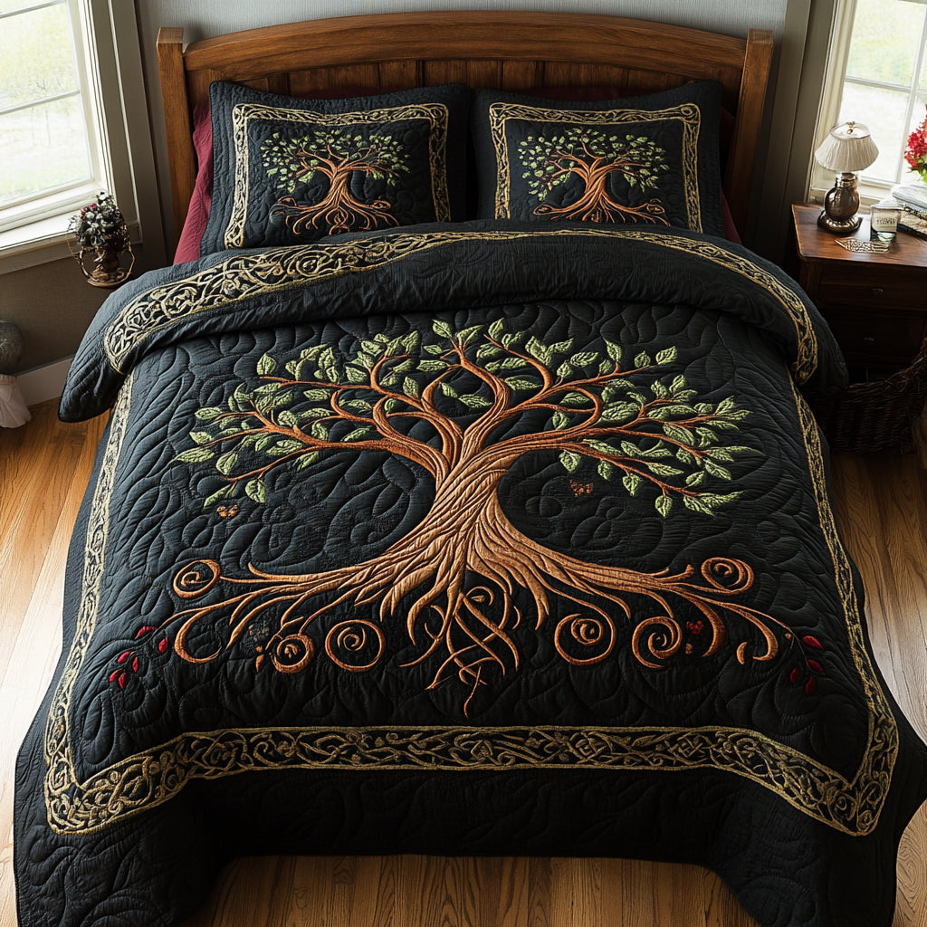 Rooted Balance 3-Piece Quilted Bedding Set - Single (59" x 70")