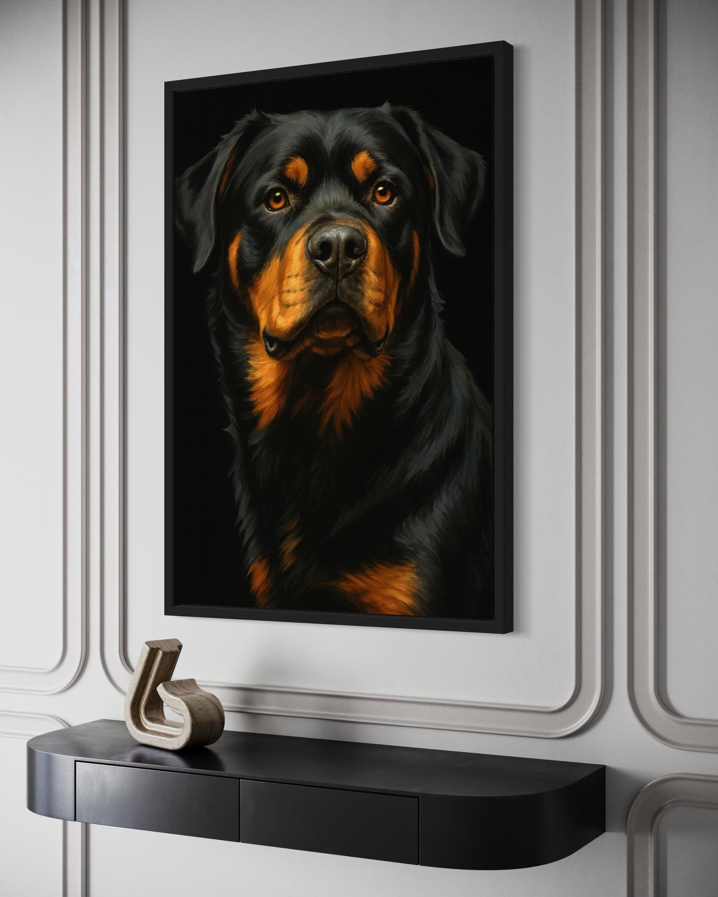 Rottweiler Realistic Portrait Canvas Wall Art