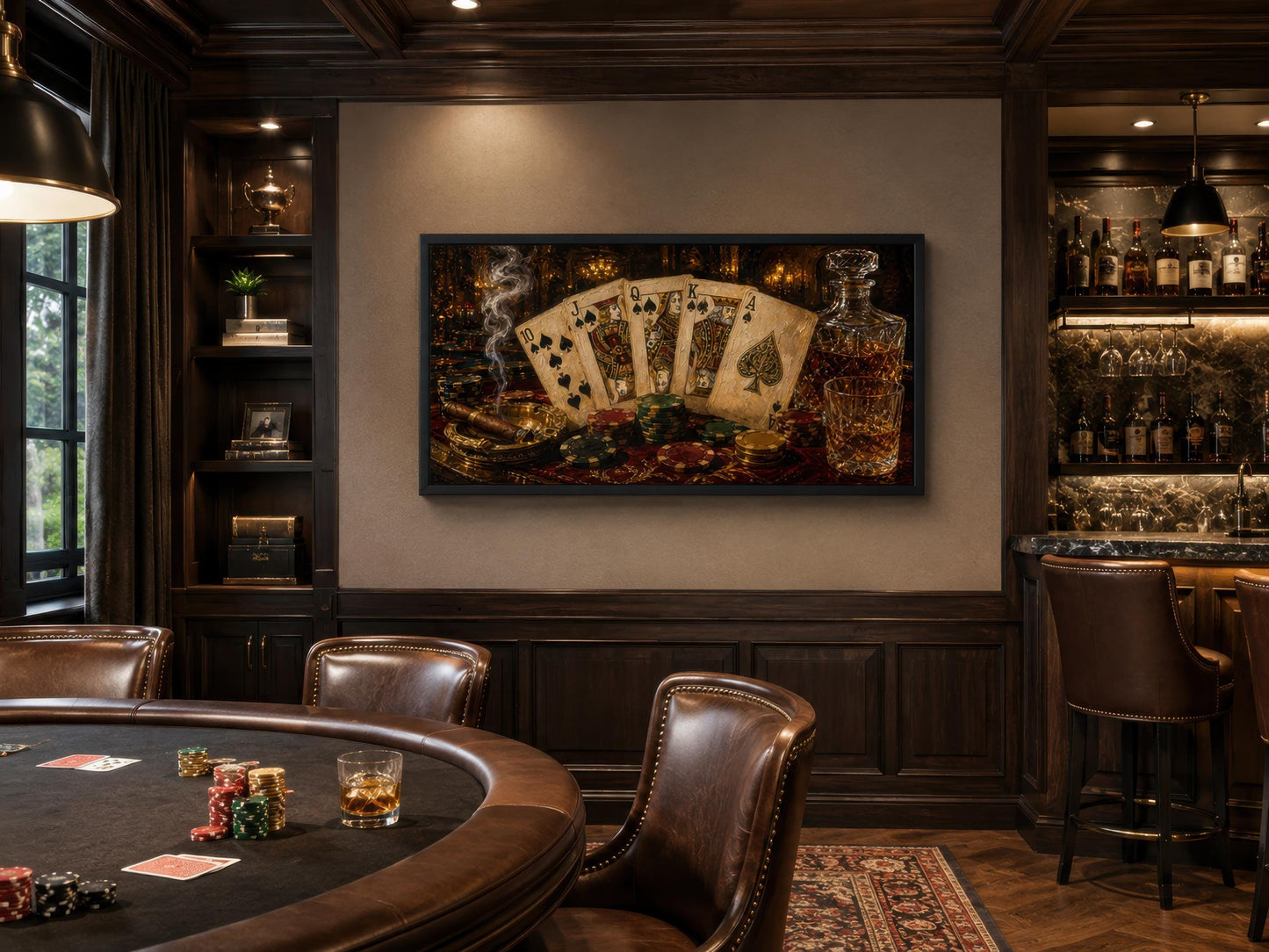 Royal Flush Poker Canvas Wall Art for Man Cave Or Game Room Decor