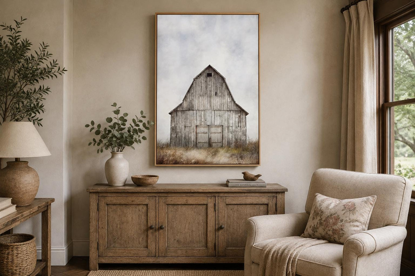 Rustic Old Barn In The Field Vertical Farmhouse Wall Decor Canvas Wall Art