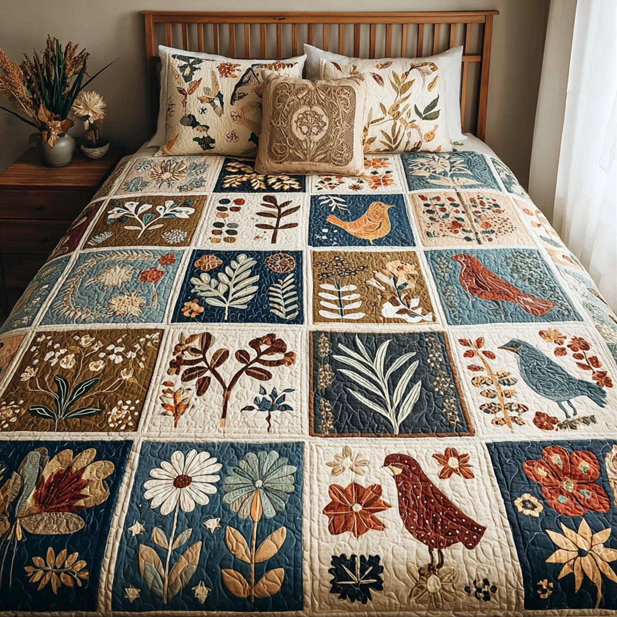 Rustic Garden 3-Piece Quilted Bedding Set - Single (59" x 70")