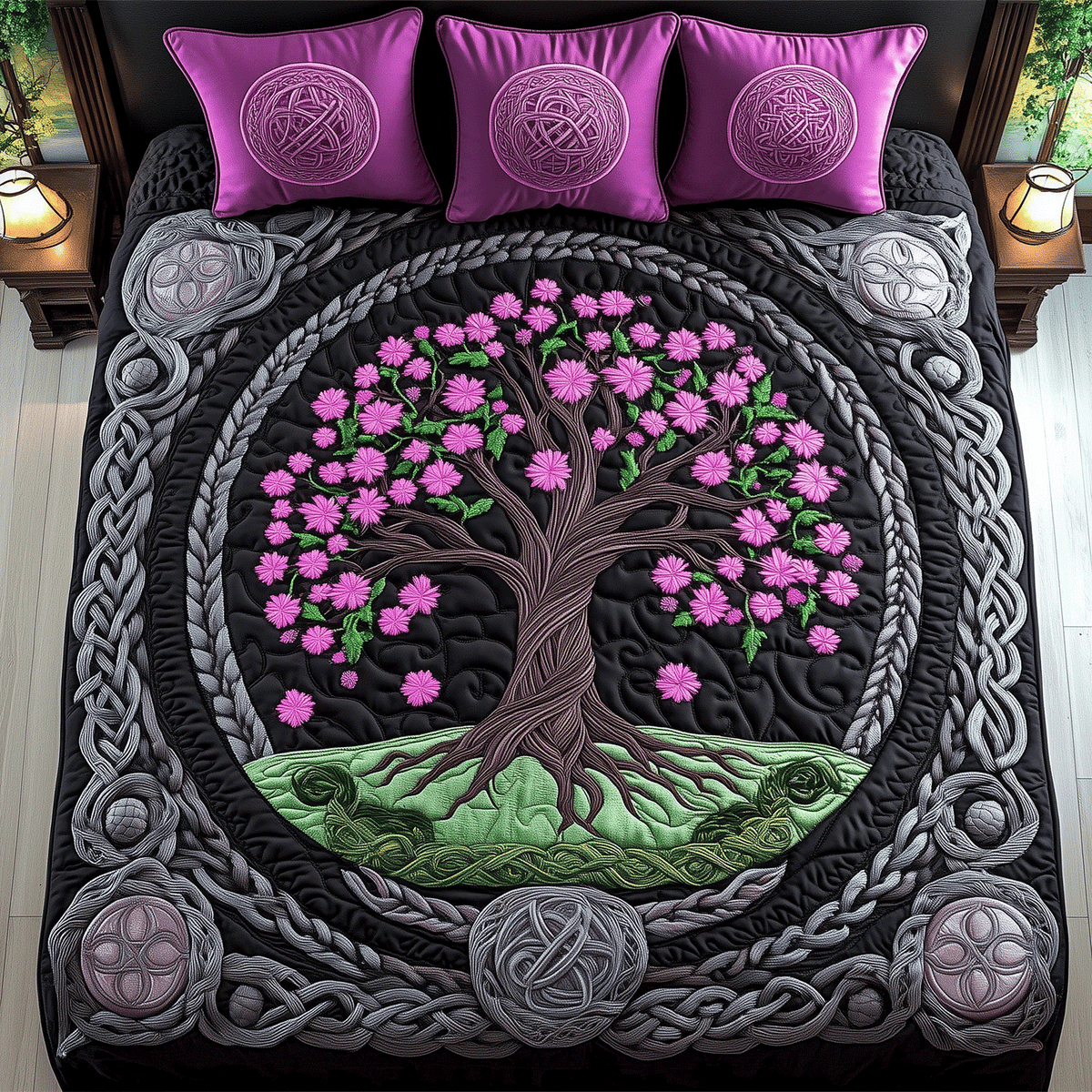 Sacred Growth 3-Piece Quilted Bedding Set - Single (59" x 70")