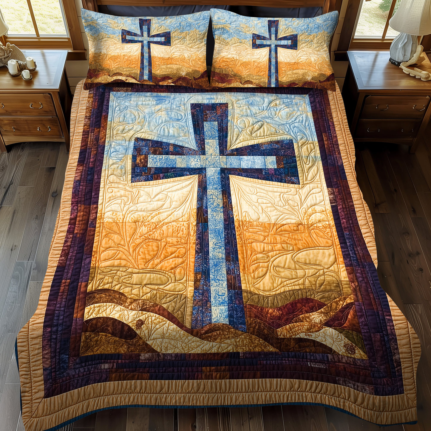 Sacred Reflection 3-Piece Quilted Bedding Set - Single (59" x 70")