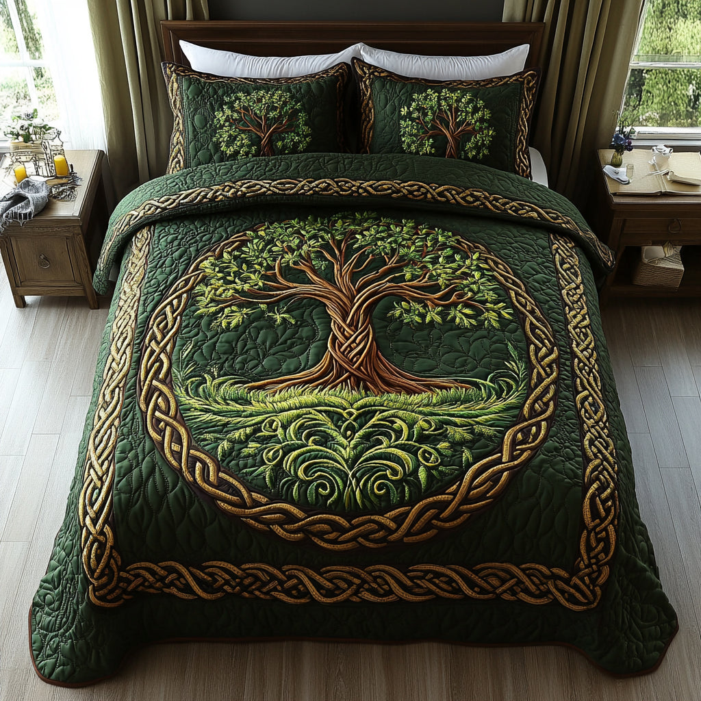 Sacred Tree 3-Piece Quilted Bedding Set - Single (59" x 70")