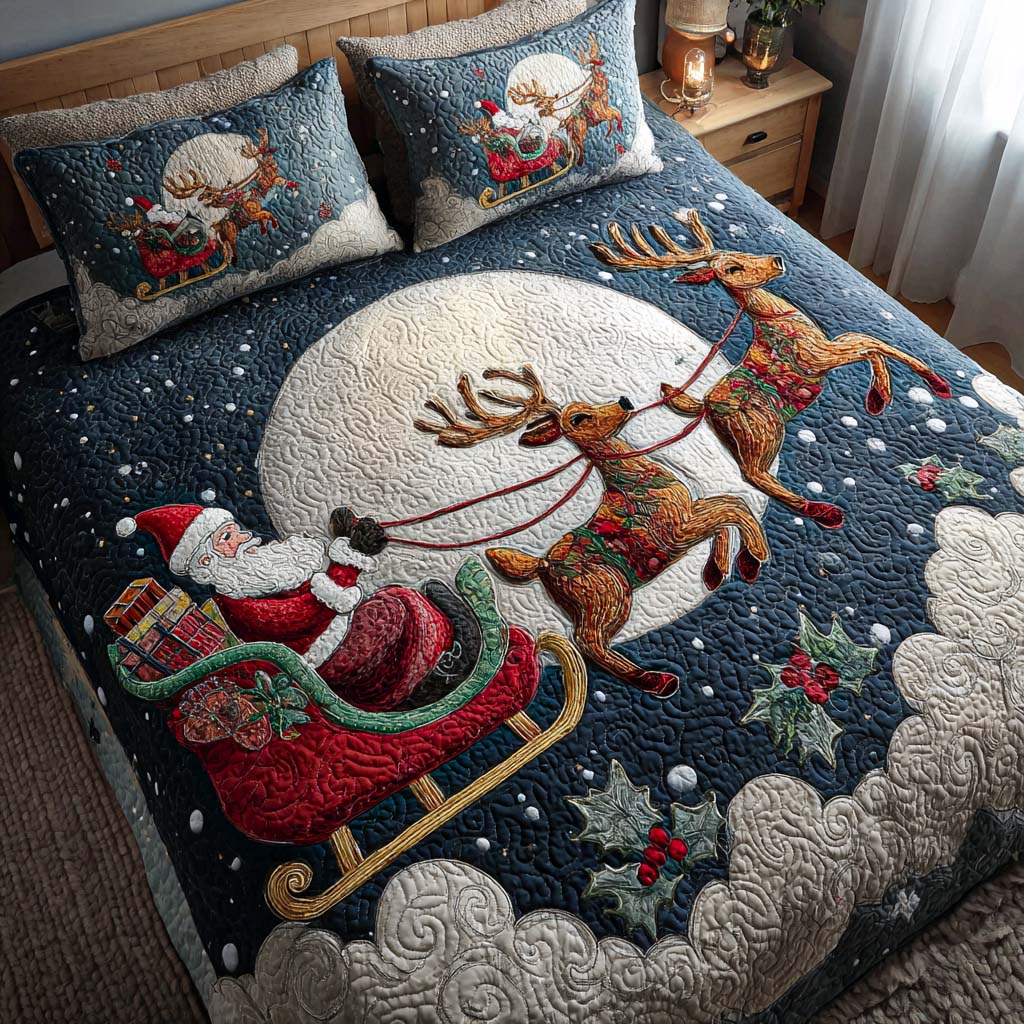 Santa Ride 3-Piece Quilted Bedding Set - Single (59" x 70")