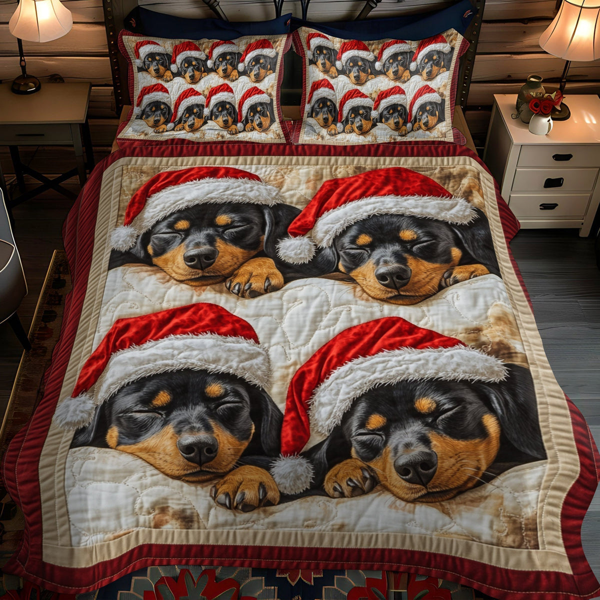 Santa Snooze 3-Piece Quilted Bedding Set - Single (59" x 70")