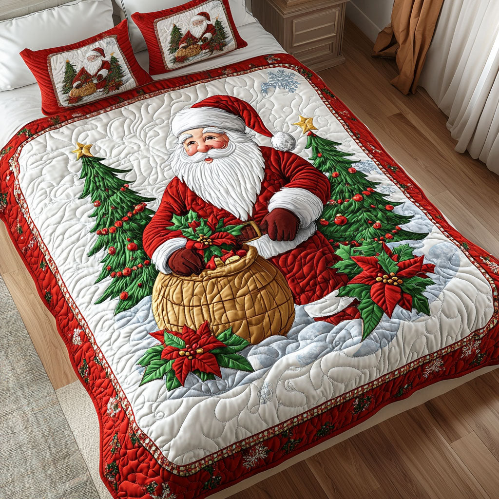 Santas Hearthside Magic 3-Piece Quilted Bedding Set - Single (59" x 70")