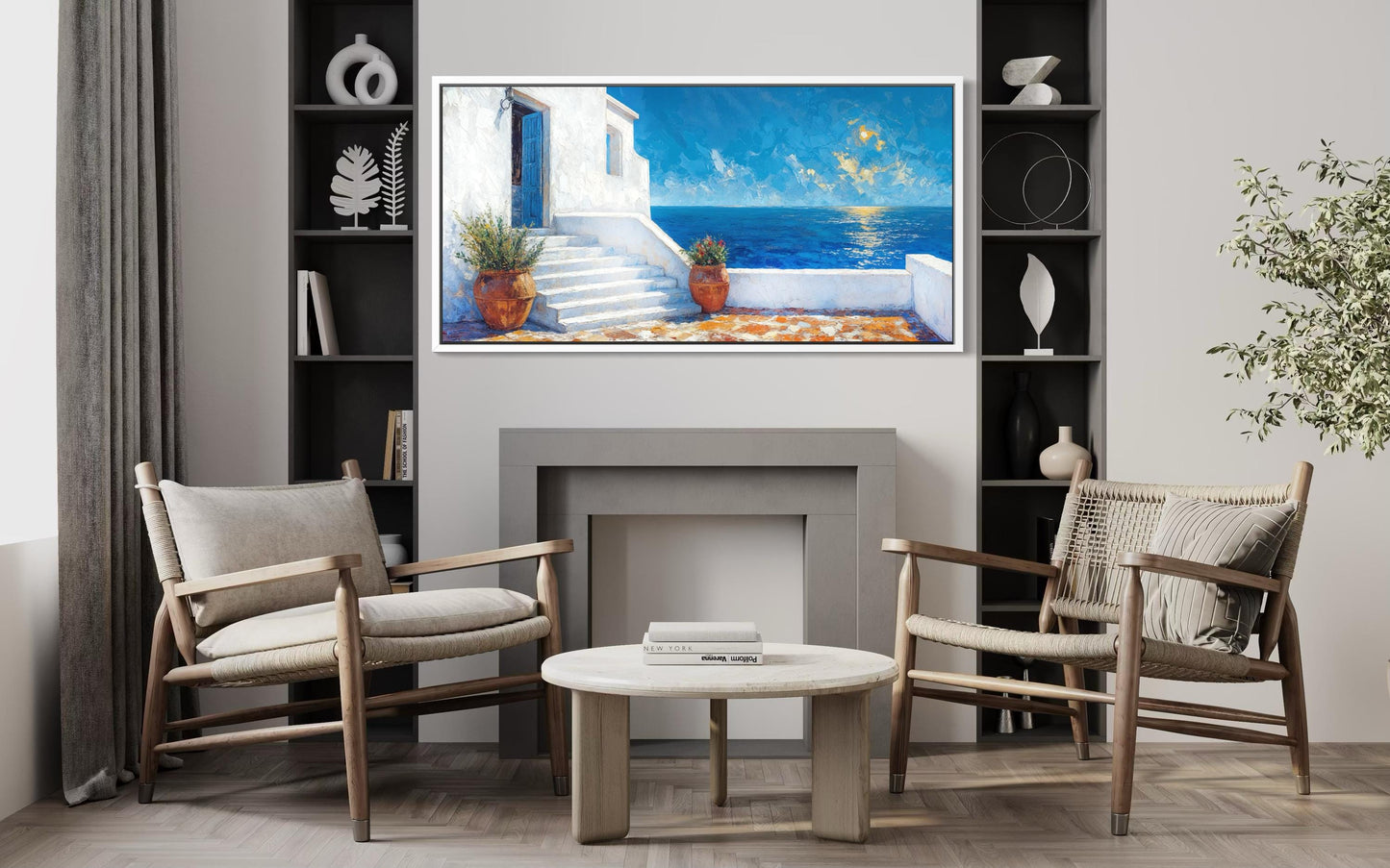 Santorini Greek Island Coastal Ocean View Villa Mediterranean Coastal Wall Art