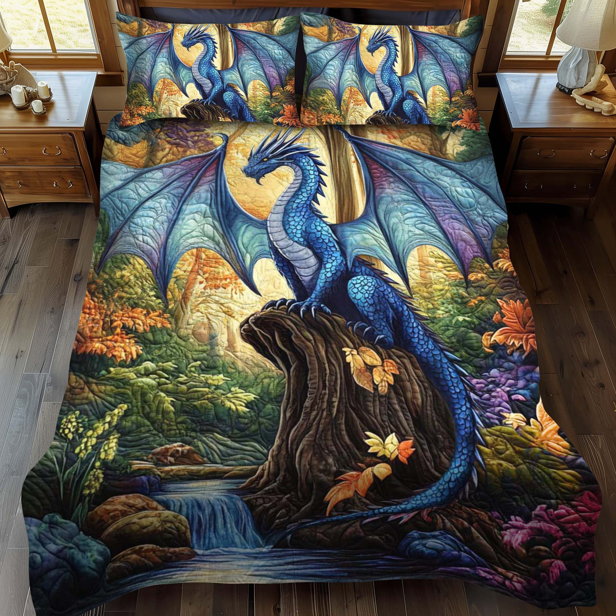 Sapphire Flight 3-Piece Quilted Bedding Set - Single (59" x 70")