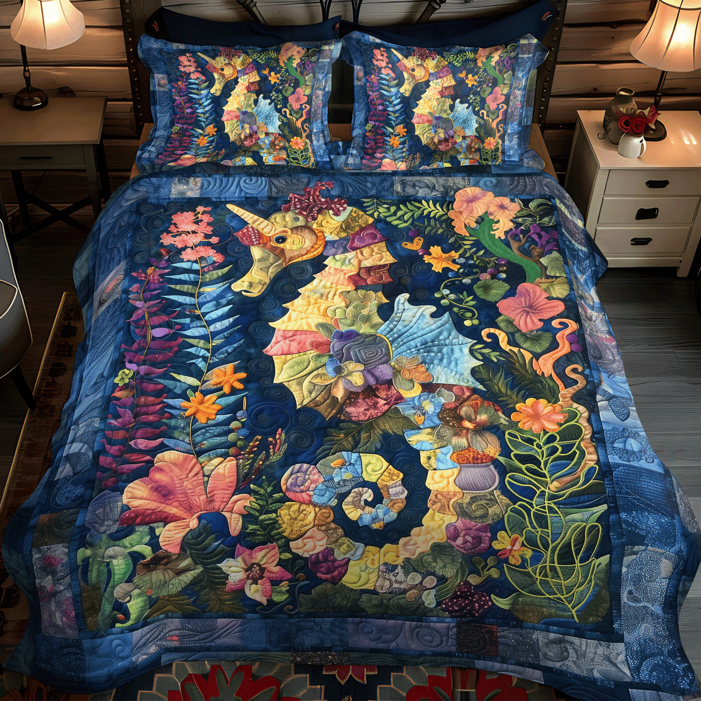 Sea Spirits 3-Piece Quilted Bedding Set - Single (59" x 70")