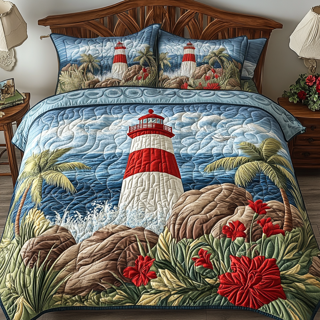 Seaside Bliss 3-Piece Quilted Bedding Set - Single (59" x 70")