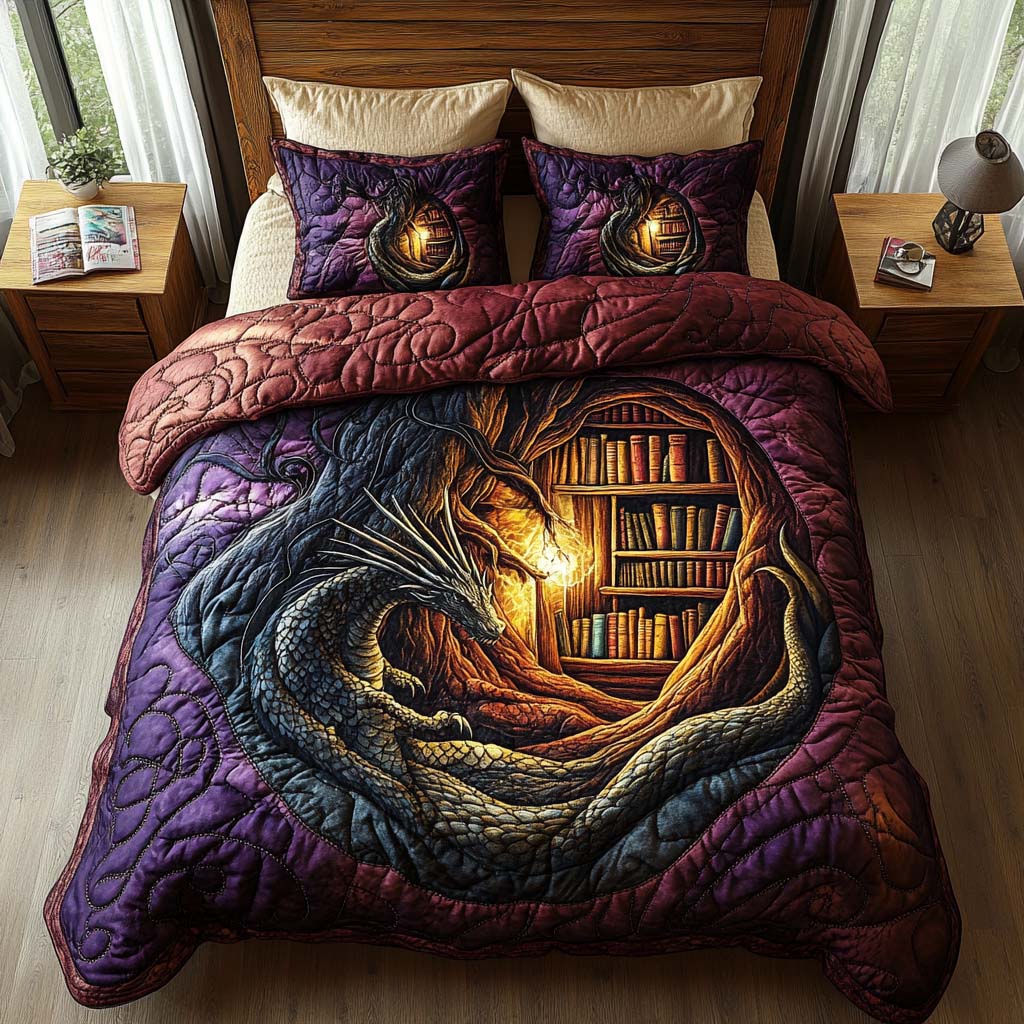 Shadow Dragon 3-Piece Quilted Bedding Set - Single (59" x 70")