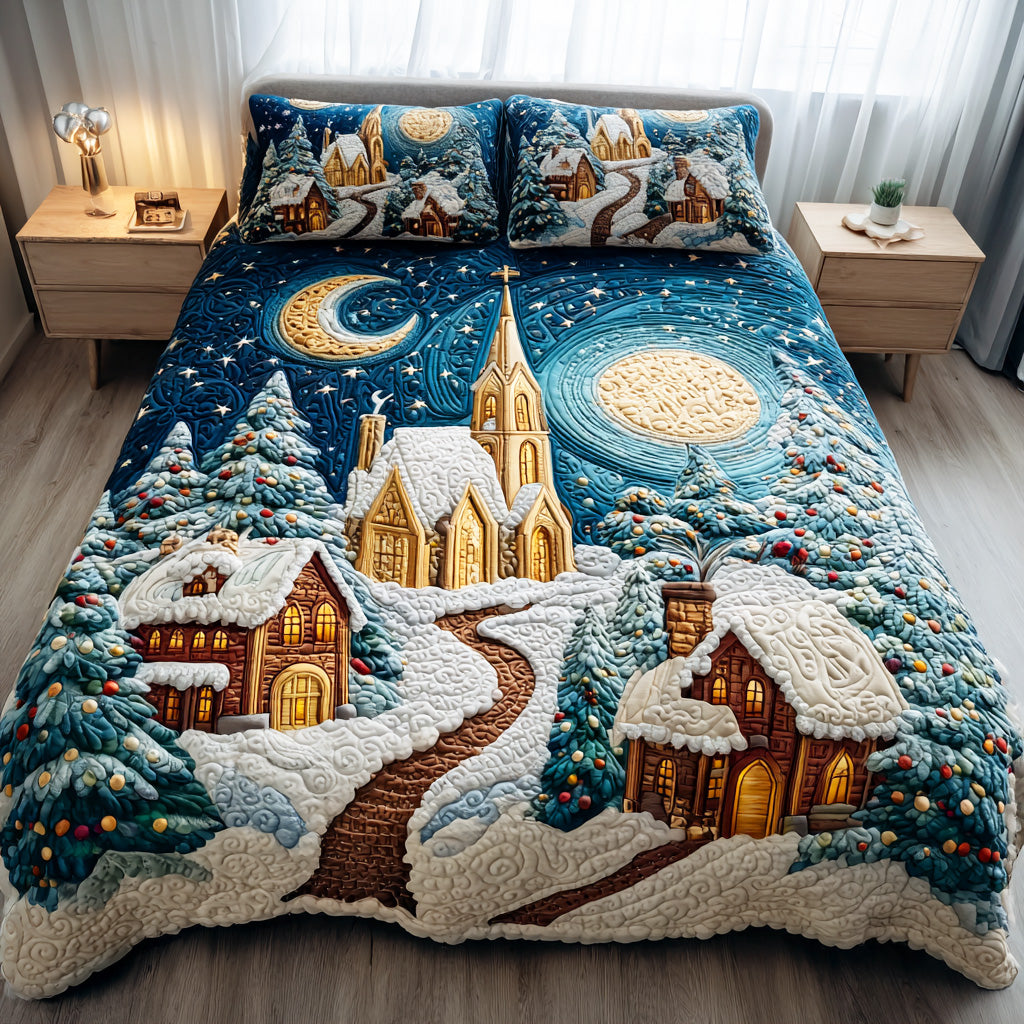 Silent Frost Night 3-Piece Quilted Bedding Set - Single (59" x 70")