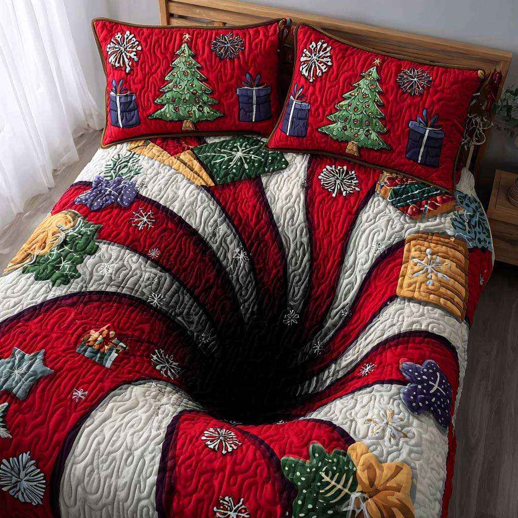 Snowfall Symphony 3-Piece Quilted Bedding Set - Single (59" x 70")