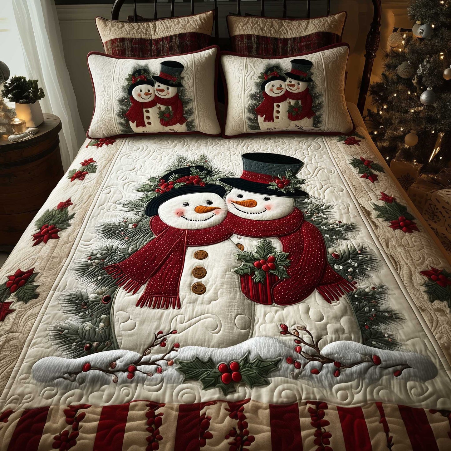 Snowman Cozy Dreams 3-Piece Quilted Bedding Set - Single (59" x 70")