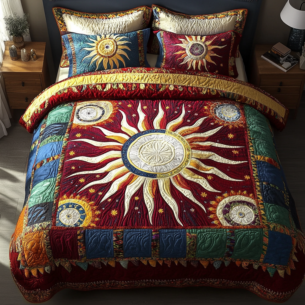 Solar Glow 3-Piece Quilted Bedding Set - Single (59" x 70")