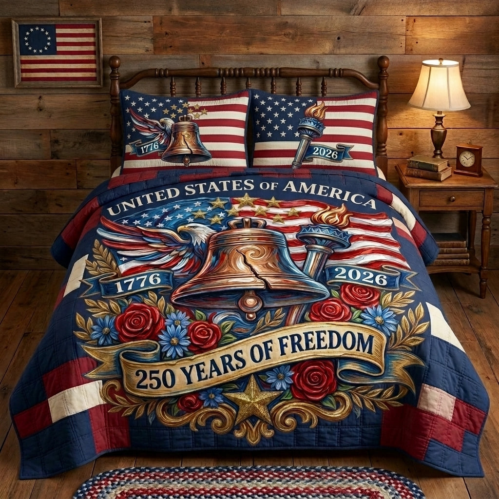 Sound Of Freedom 3-Piece Quilted Bedding Set - Single (59" x 70")