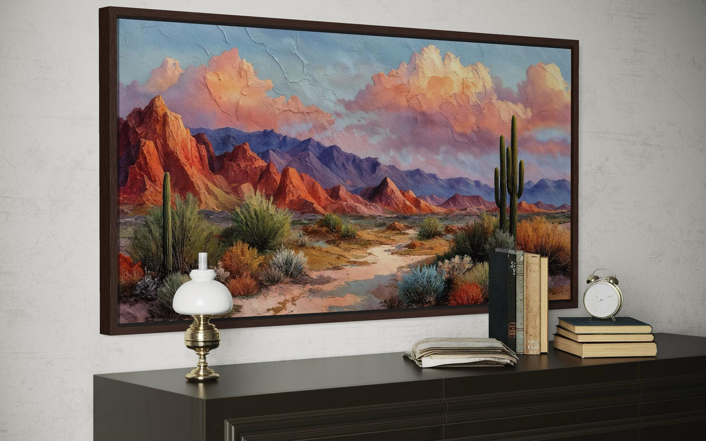 Southwest Desert Wall Art – Rustic Canvas Print with Earth Tone Desert Landscape