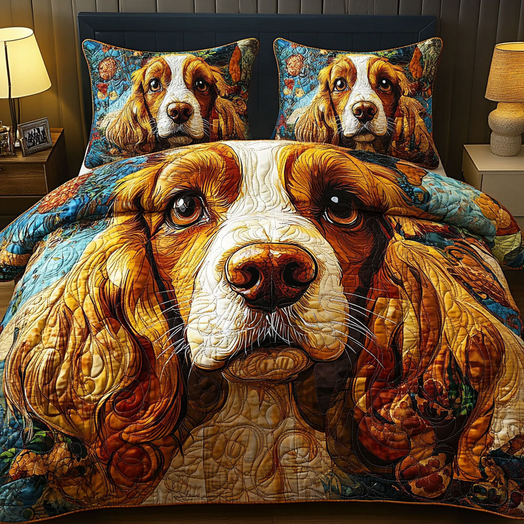 Spaniel Love 3-Piece Quilted Bedding Set - Single (59" x 70")