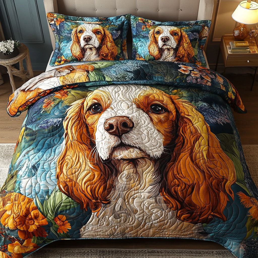 Spaniel Serenity 3-Piece Quilted Bedding Set - Single (59" x 70")
