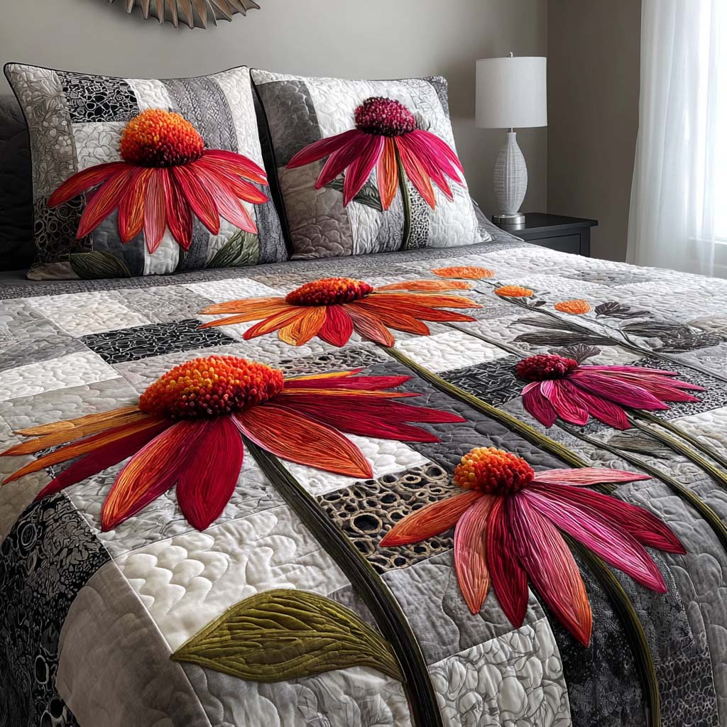Spring Blossom 3-Piece Quilted Bedding Set - Single (59" x 70")