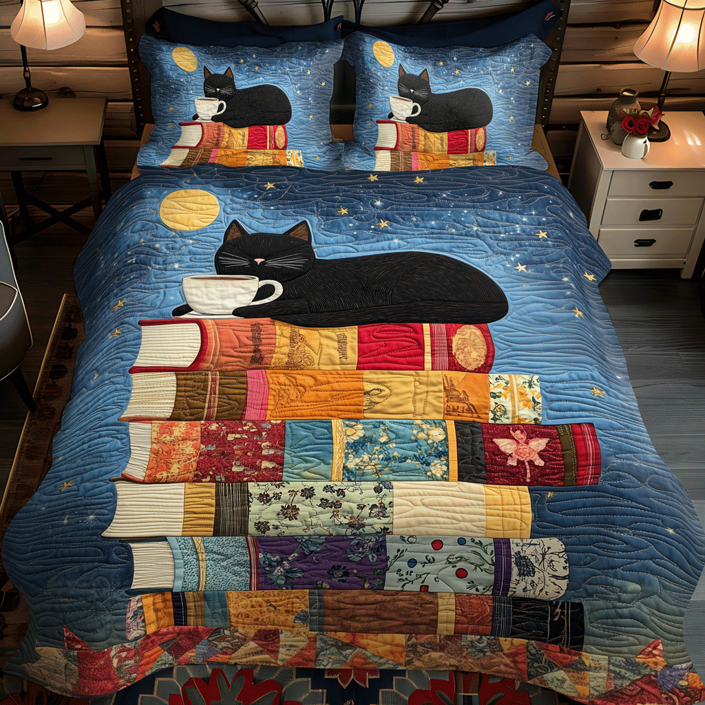 Stacked Stories 3-Piece Quilted Bedding Set - Single (59" x 70")