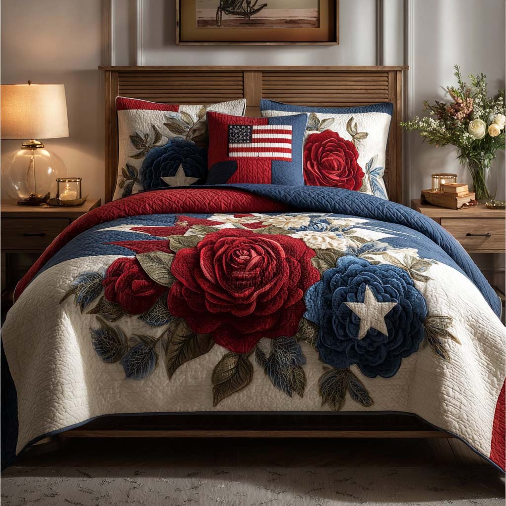 Starflower Heritage 3-Piece Quilted Bedding Set - Single (59" x 70")