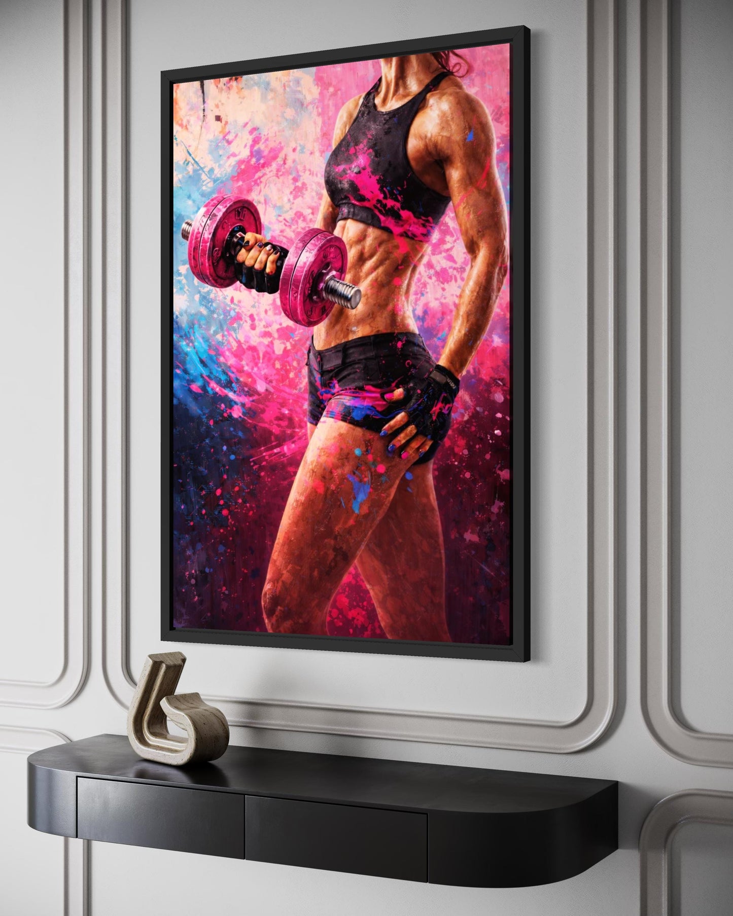 Strong Woman Fitness Art - Motivational Gym Canvas | Powerful Workout Wall Decor