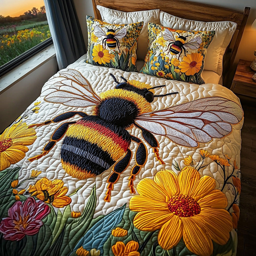 Sunbee Bloom 3-Piece Quilted Bedding Set - Single (59" x 70")
