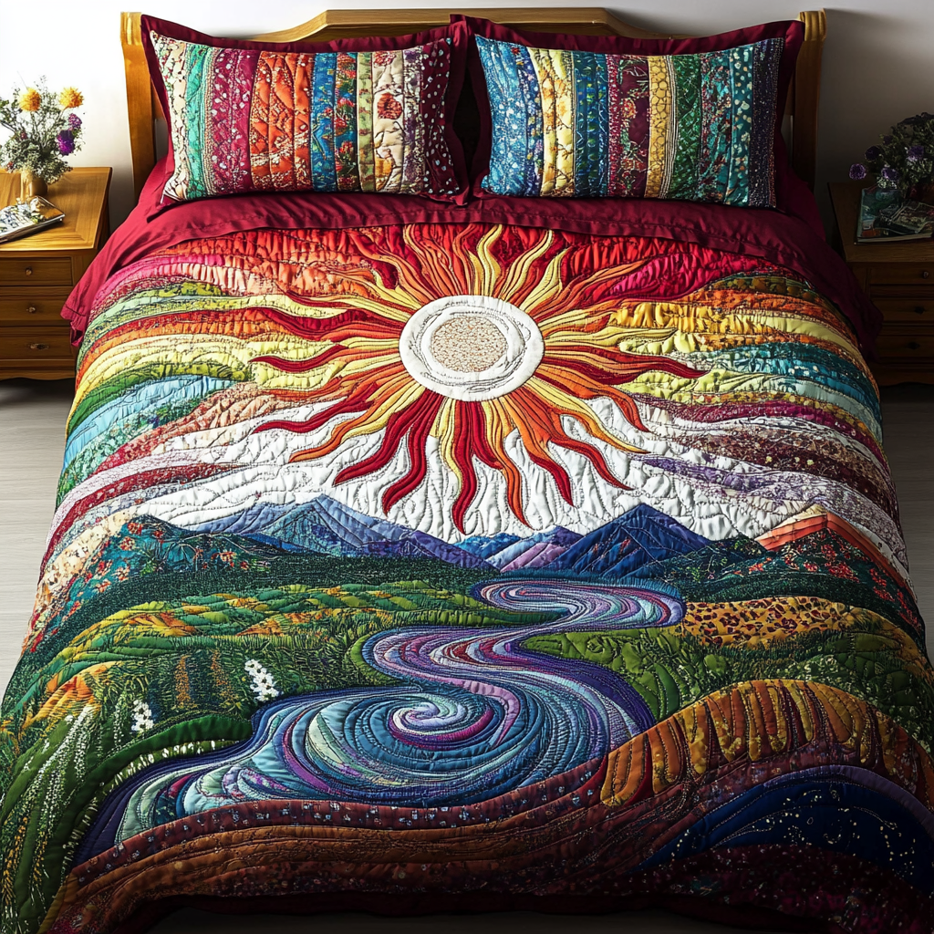 Sunlit Meadows 3-Piece Quilted Bedding Set - Single (59" x 70")