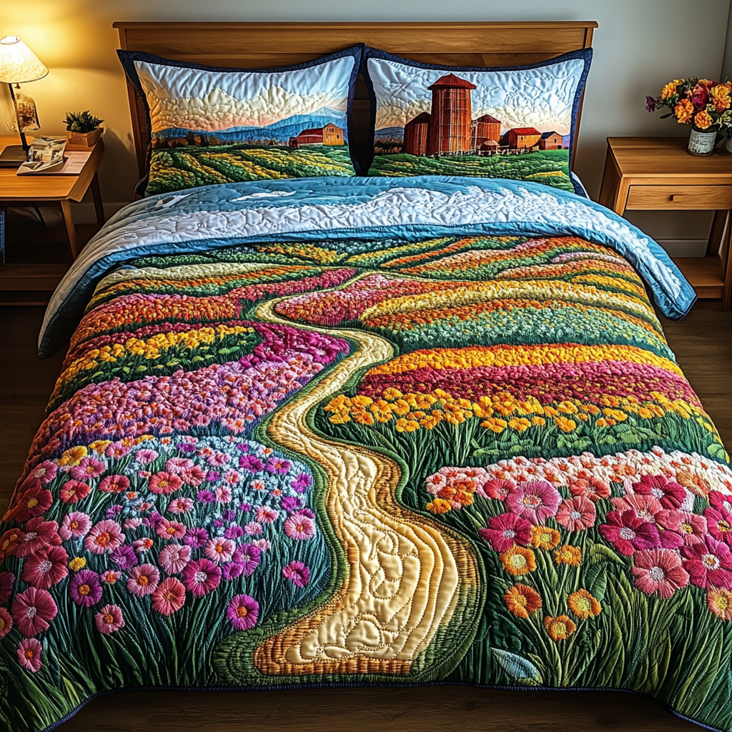 Sunlit Meadows 3-Piece Quilted Bedding Set - Single (59" x 70")